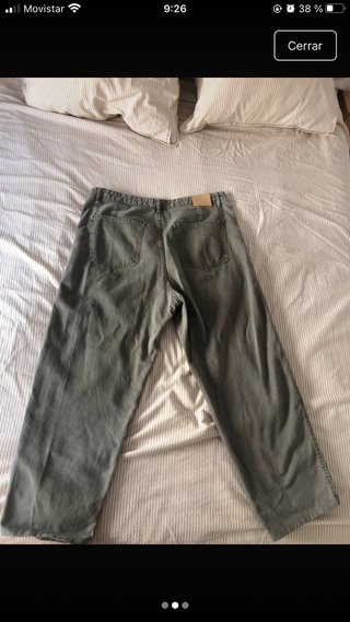 Pantalones Mango anchos gris/verde