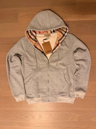 Felpa Burberry Zip Grigio M Nuovo con Cartellino