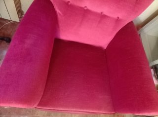 Sillón Isabelino Terciopelo Rojo Antiguo
