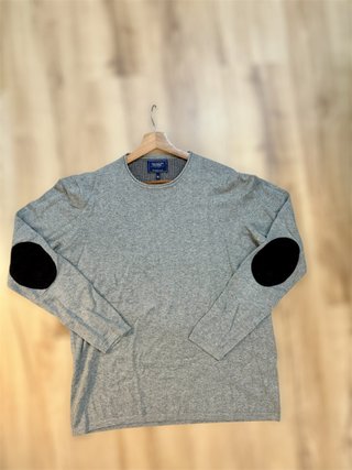 Jersey de hombre gris cuello redondo 100% algodón