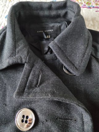 Abrigo Zara Mujer Negro Talla M