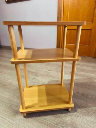 PRECIOSA MESITA AUXILIAR DE BAMBÚ 2 NIVELES MADERA