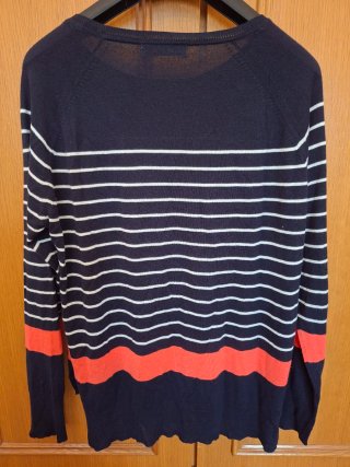 Jersey Zara Punto Fino Rayas Azul y coral