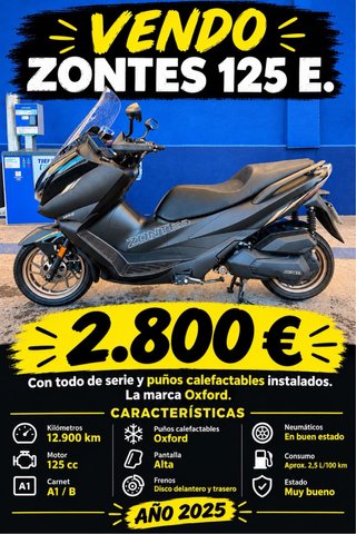 Zontes 125 E. Maxi Scooter Negra