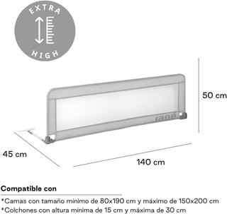 Barrera Cama Jané Abatible 140cm Extra Alta