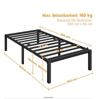 Estructura cama metálica 90x200cm