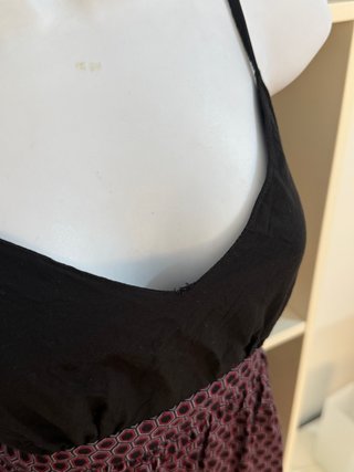 Vestido corto de tirantes combinado tipo peplum L