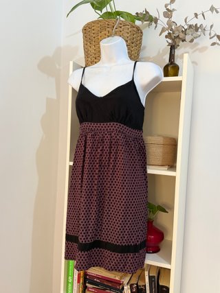 Vestido corto de tirantes combinado tipo peplum L