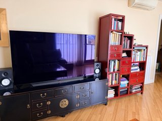 Librería madera teca maciza roja