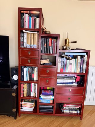 Librería madera teca maciza roja