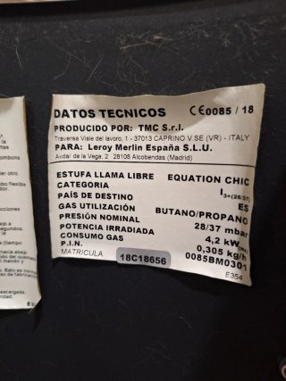 Estufa de gas Equation CHIC Butano/Propano