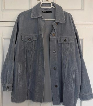 Chaqueta Zara Gris Corduroy Oversize