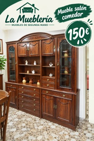 Mueble de Salón Comedor Madera y Cristal