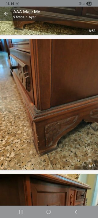 Mueble auxiliar madera y mármol