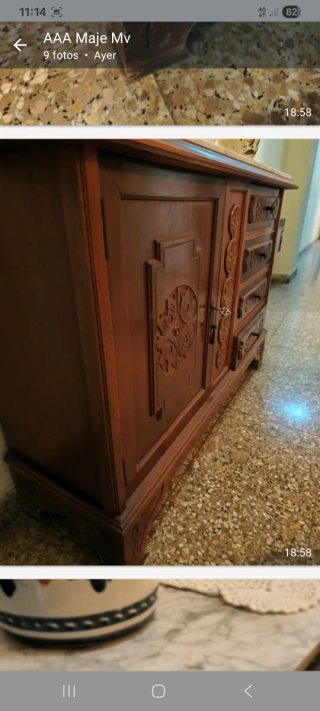 Mueble auxiliar madera y mármol