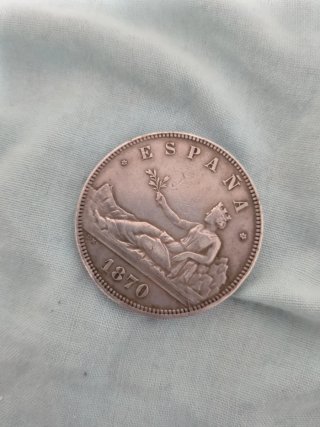 Moneda Plata 5 Pesetas España 1870