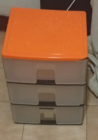 Cajonera Plástico 3 Cajones Naranja