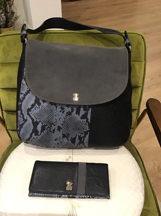Bolso Tous Negro y Gris piel