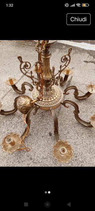 Lampadario in ottone 8 bracci