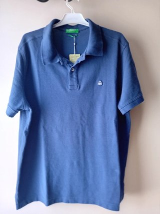 Polo Benetton azul manga corta