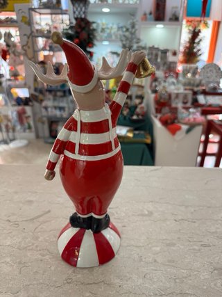 Renna Hervit Natale Ceramica Rossa Bianca