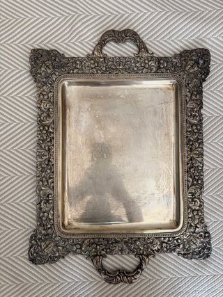 Bandeja Rectangular Bañada en Plata