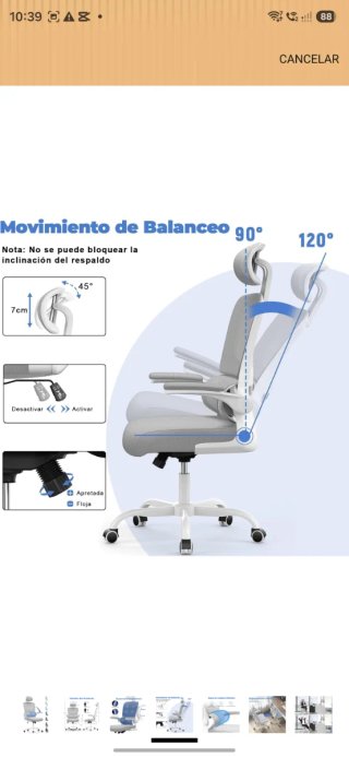 Silla de Oficina Ergonómica con Soporte Lumbar