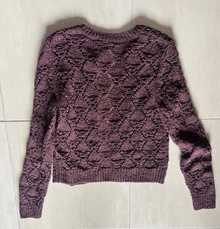 Chaqueta de punto calado Zara color vino/berenjena