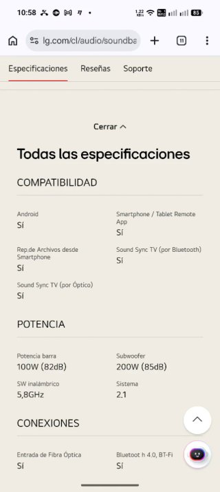 Barra de sonido LG SoundBar SK4D 300W Subwoofer