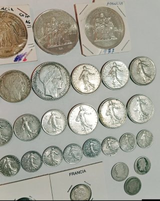 Lotto di 36 monete d'argento Francia