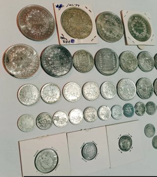 Lotto di 36 monete d'argento Francia