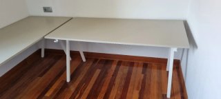 2 mesas IKEA TROTTEN 160x80 cm blancas