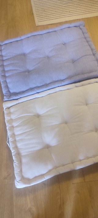 2 Cojines Algodón Suelo/Palet Azul y Blanco
