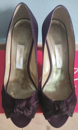 Zapatos de Raso Pilar Burgos Morados