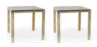 Pareja de Mesas Auxiliares Dorado y Plata