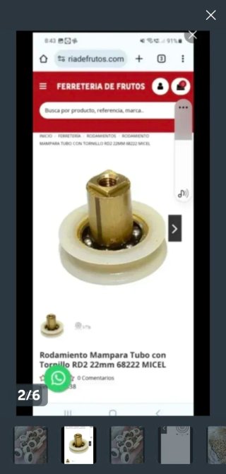 Rodamiento Mampara Tubo Tornillo RD2 22mm
