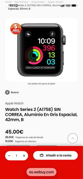 Apple Watch Series 2 42mm Gris Espacial