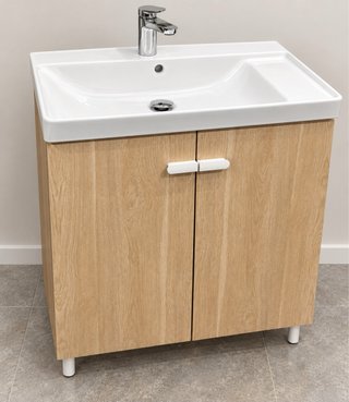 Mueble de baño madera y porcelana