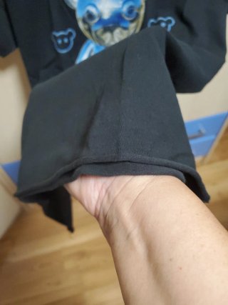 Camiseta Negra con Estampado de Oso Talla L