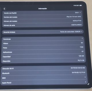 iPad Air M3 13” 128GB WiFi (2025) VIOLETA