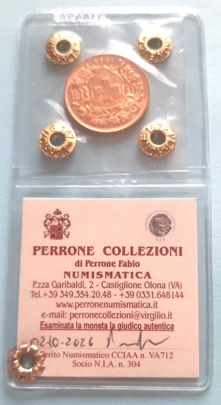 Moneta d'oro 20 Franchi Svizzeri 1935, PERIZIATA