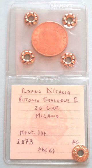 Moneta d'oro Regno d'Italia L. 20, PERIZIATA
