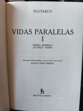 Plutarco: Vidas paralelas. Gredos.