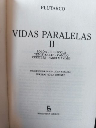 Plutarco: Vidas paralelas. Gredos.