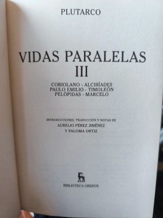 Plutarco: Vidas paralelas. Gredos.