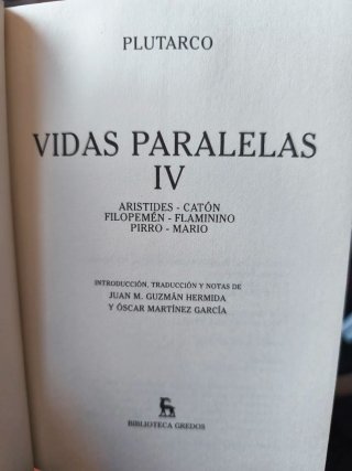 Plutarco: Vidas paralelas. Gredos.