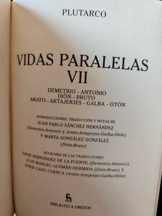 Plutarco: Vidas paralelas. Gredos.