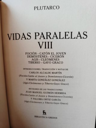 Plutarco: Vidas paralelas. Gredos.