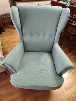 Sillón Orejero Tela verde azulada