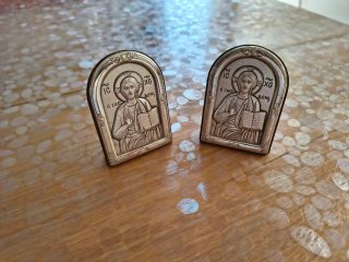Icone religiose da tavolo in metallo